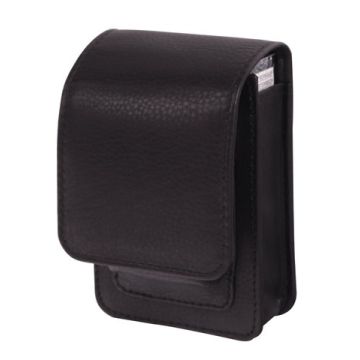 Zigarettenbox mit Zippofach, Leder schwarz