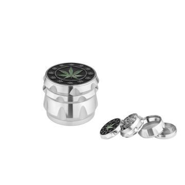 Dreamliner Grinder Aluminium, silber, Hanfblatt 4tlg. 