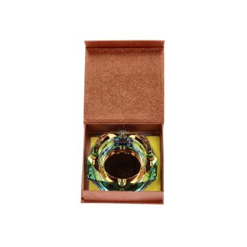 Glas Aschenbecher Diamant, Rainbow Green, 9.5cm 