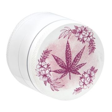 Grinder / Pollinator Aluminium - Pink Flower Power, weiss, 4tlg. 50mm