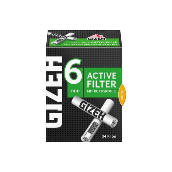 Aktivkohlefilter 6mm 34Stk Gizeh Slim Zigarettenfilter Active
