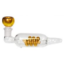 Purpfeife Spiral, Glas, Gold-Transparent, 13cm, 14.5er Schliff