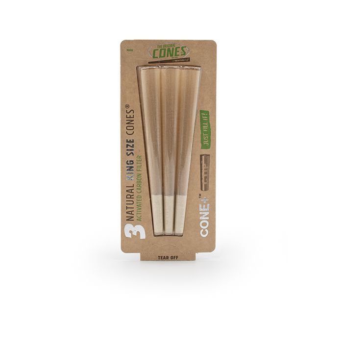  3 x The original Cones mit Aktivkohlefilter King Size unbleached