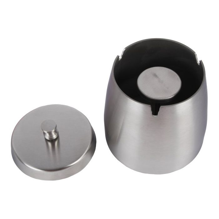 Aschenbecher Edelstahl Chrom mit Deckel - 9.5cm