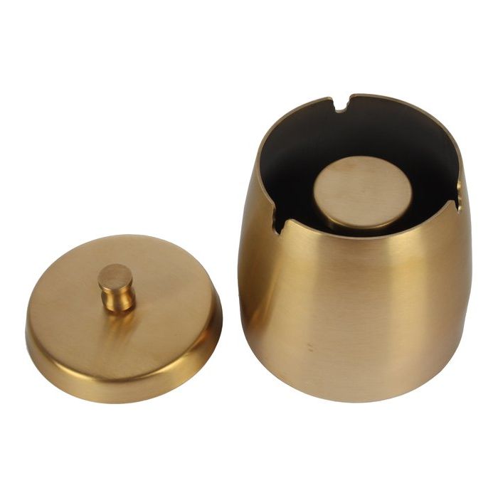 Aschenbecher Edelstahl Gold mit Deckel - 9.5cm