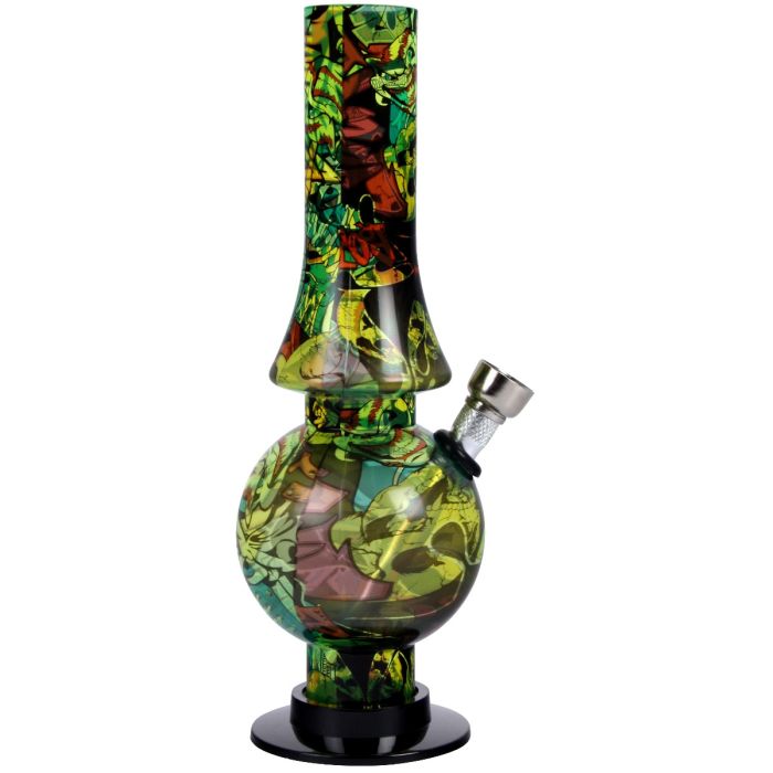 Acryl Bong Graffitti - Grün